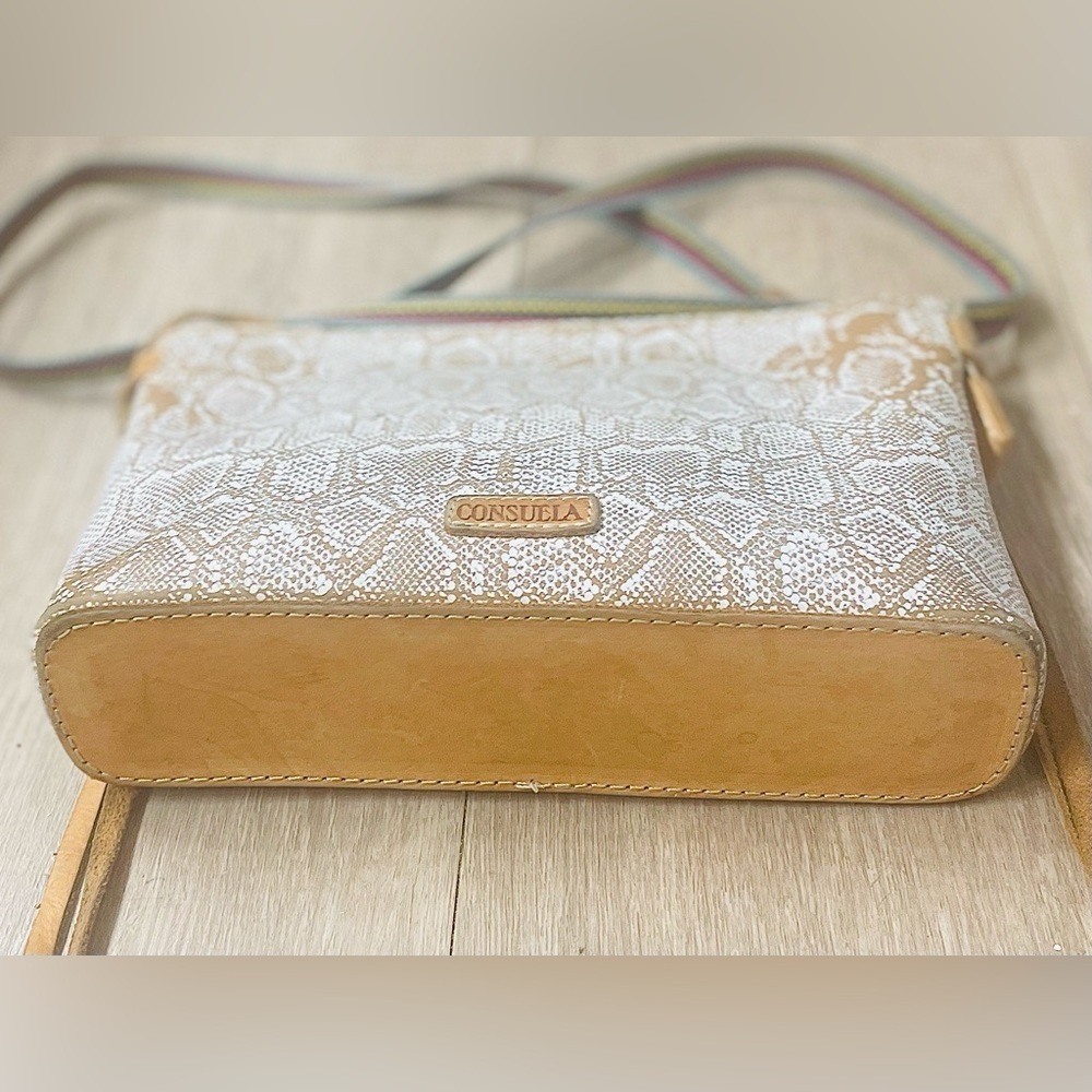 Consuela Clay Midway Tan and Cream Python Snakeskin Print Crossbody Bag - Picture 8 of 10